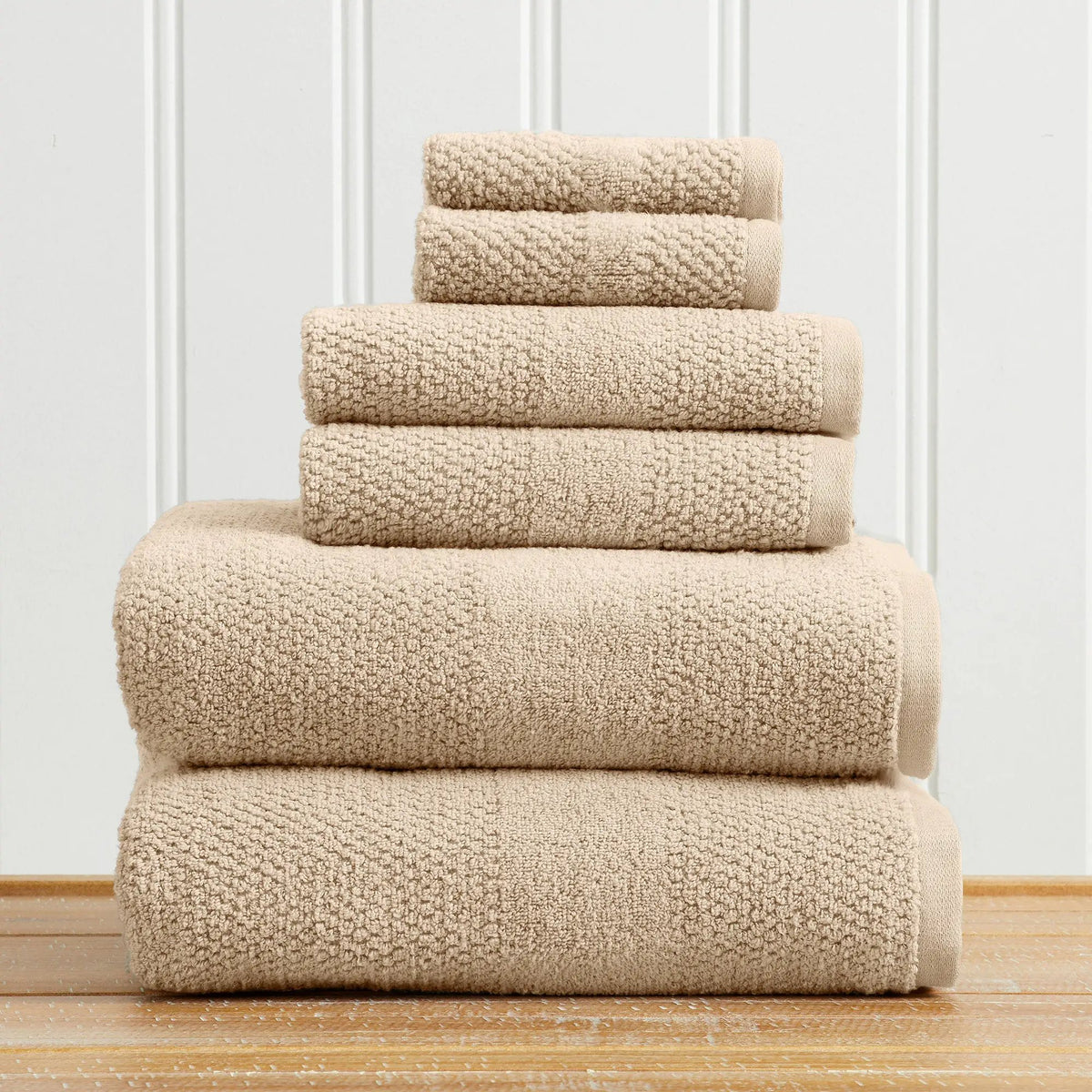 100% Cotton Woven Texture Bath Towel Set - Marbella Collection from PriceLows™