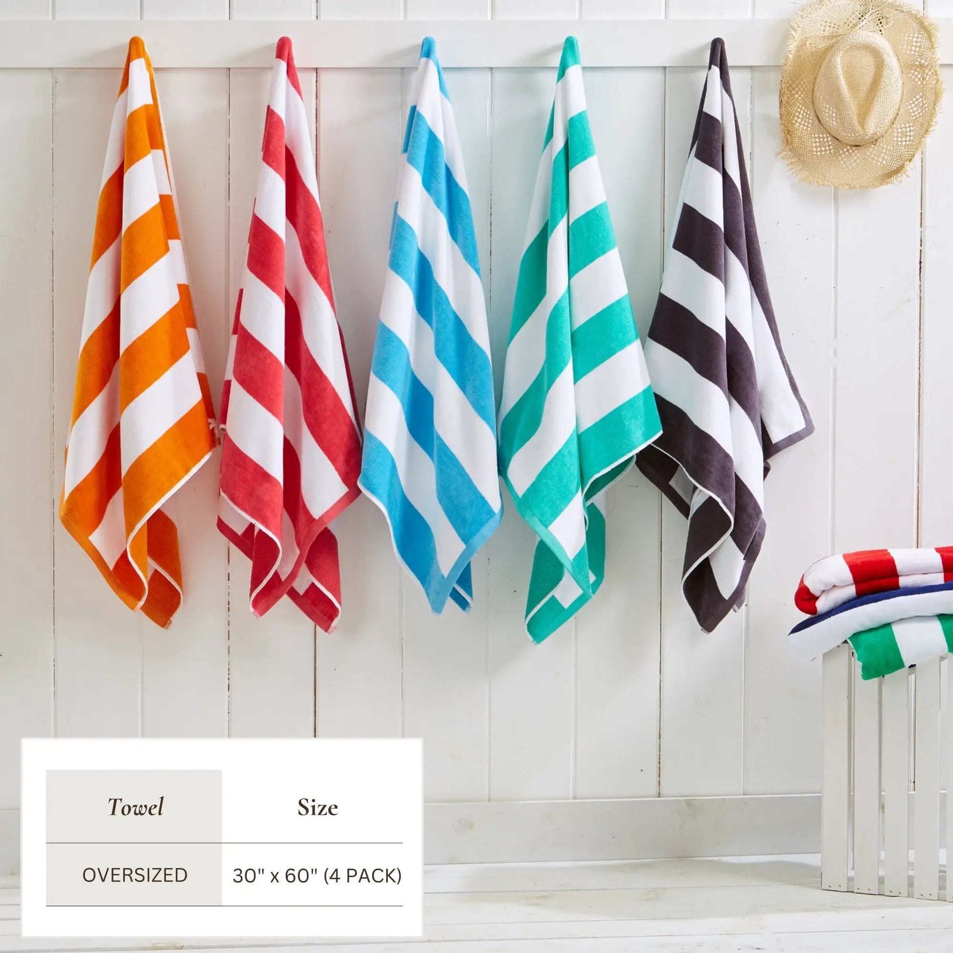 Cotton Velour Cabana Stripe Beach Towel - Novia Collection from PriceLows™