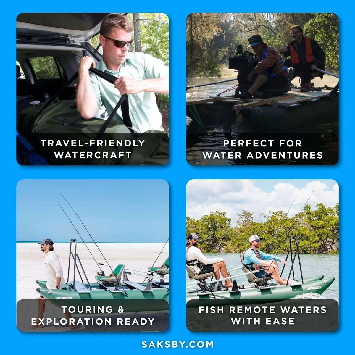 Sea Eagle 375FC FoldCat 2-Persons Inflatable Fishing Lightweight Pontoon Boat | 2-Person | Inflatable Boat | Home
