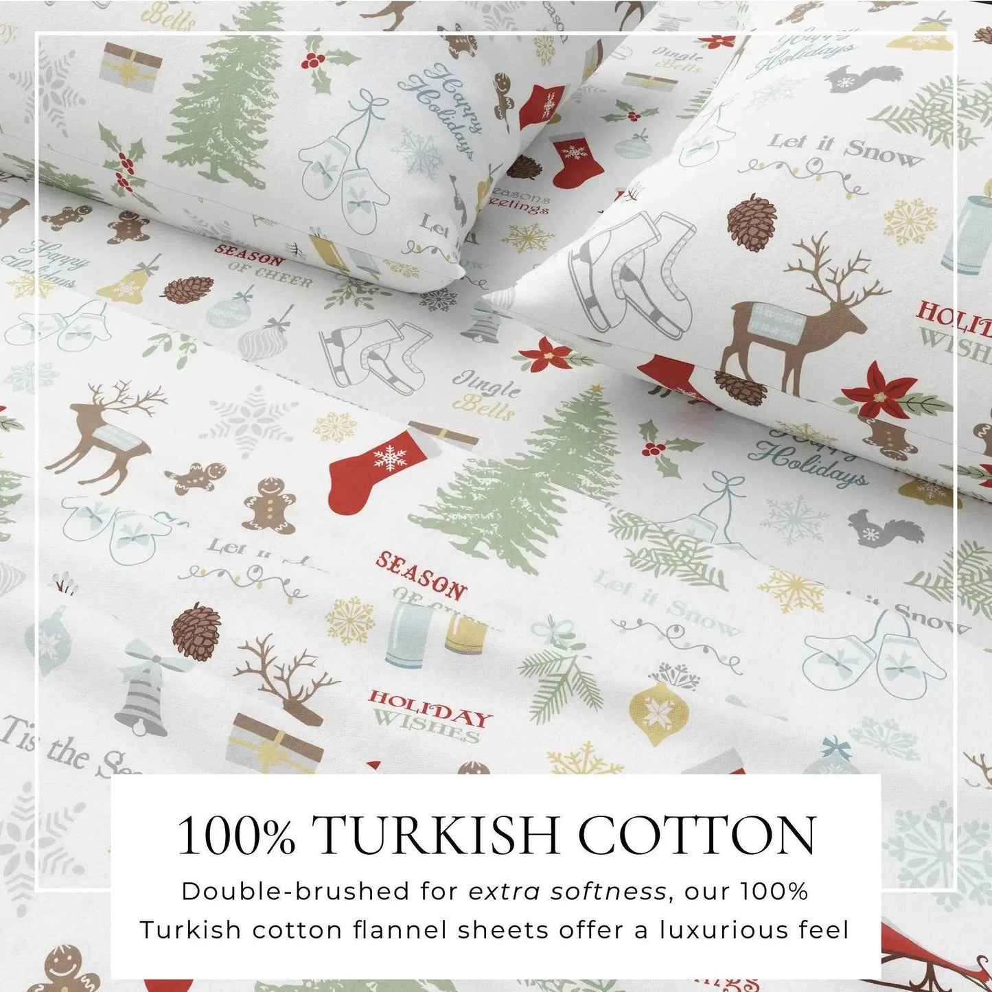 Turkish Cotton Christmas Flannel Sheet Set - Whittaker Collection from PriceLows™