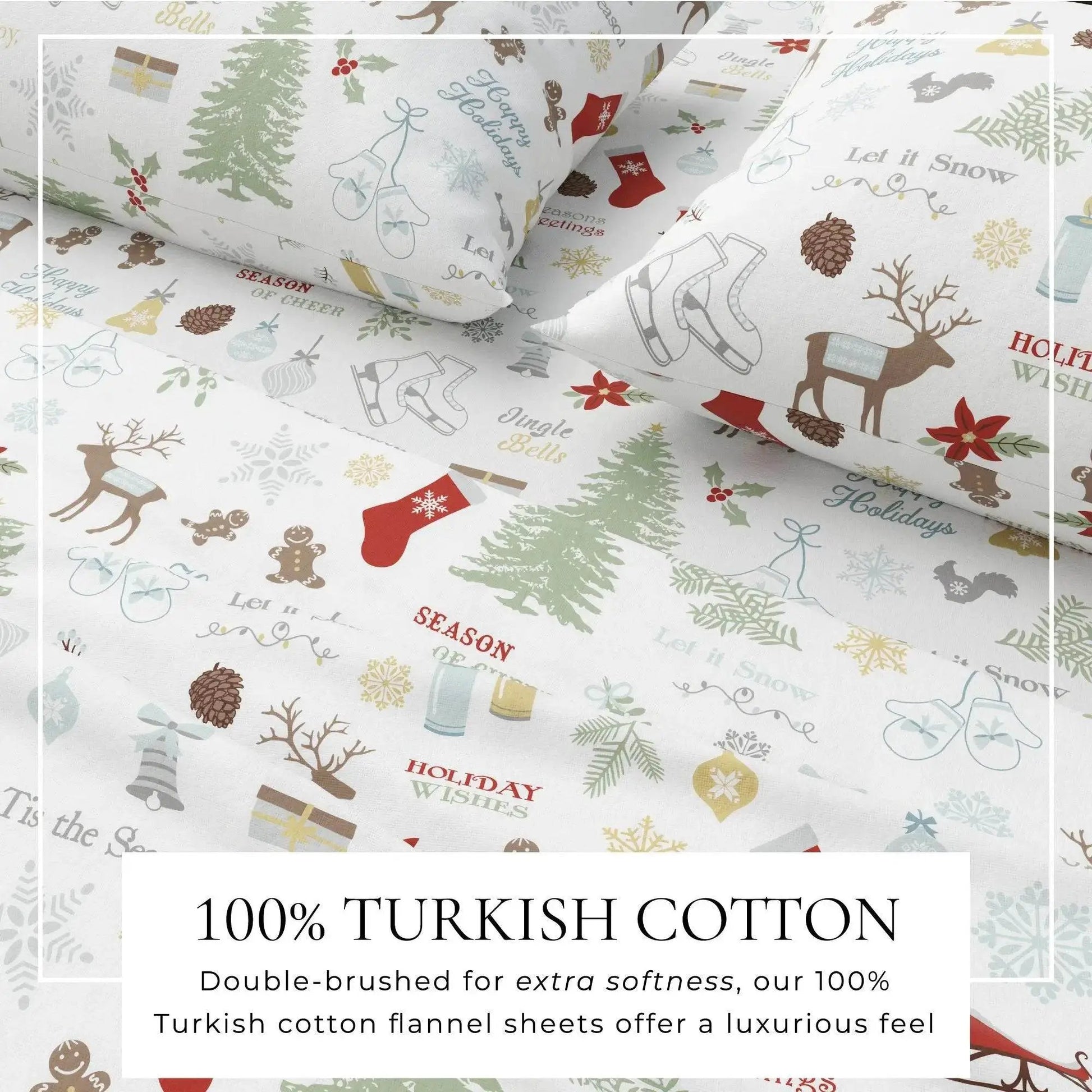 Turkish Cotton Christmas Flannel Sheet Set - Whittaker Collection from PriceLows™