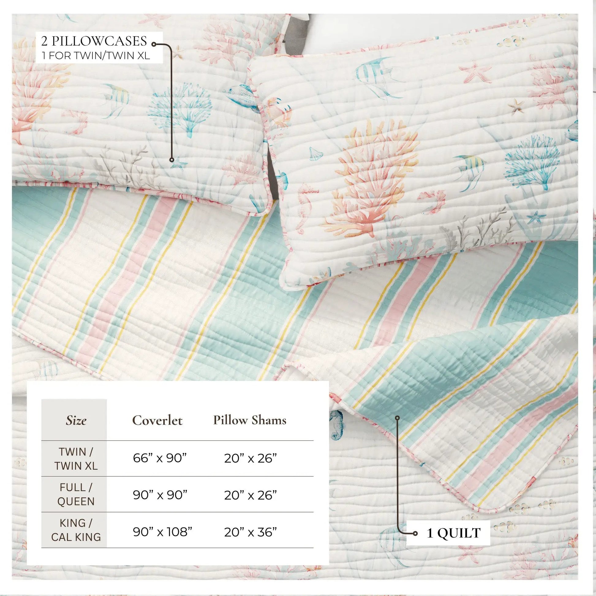Coastal Coral Reef Quilt Set - Caymen Collection from PriceLows™