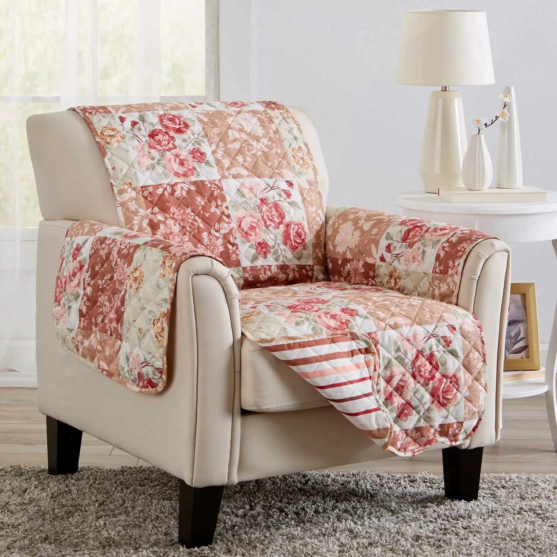Reversible Floral Patchwork Furniture Protector - Maribel Collection from PriceLows™