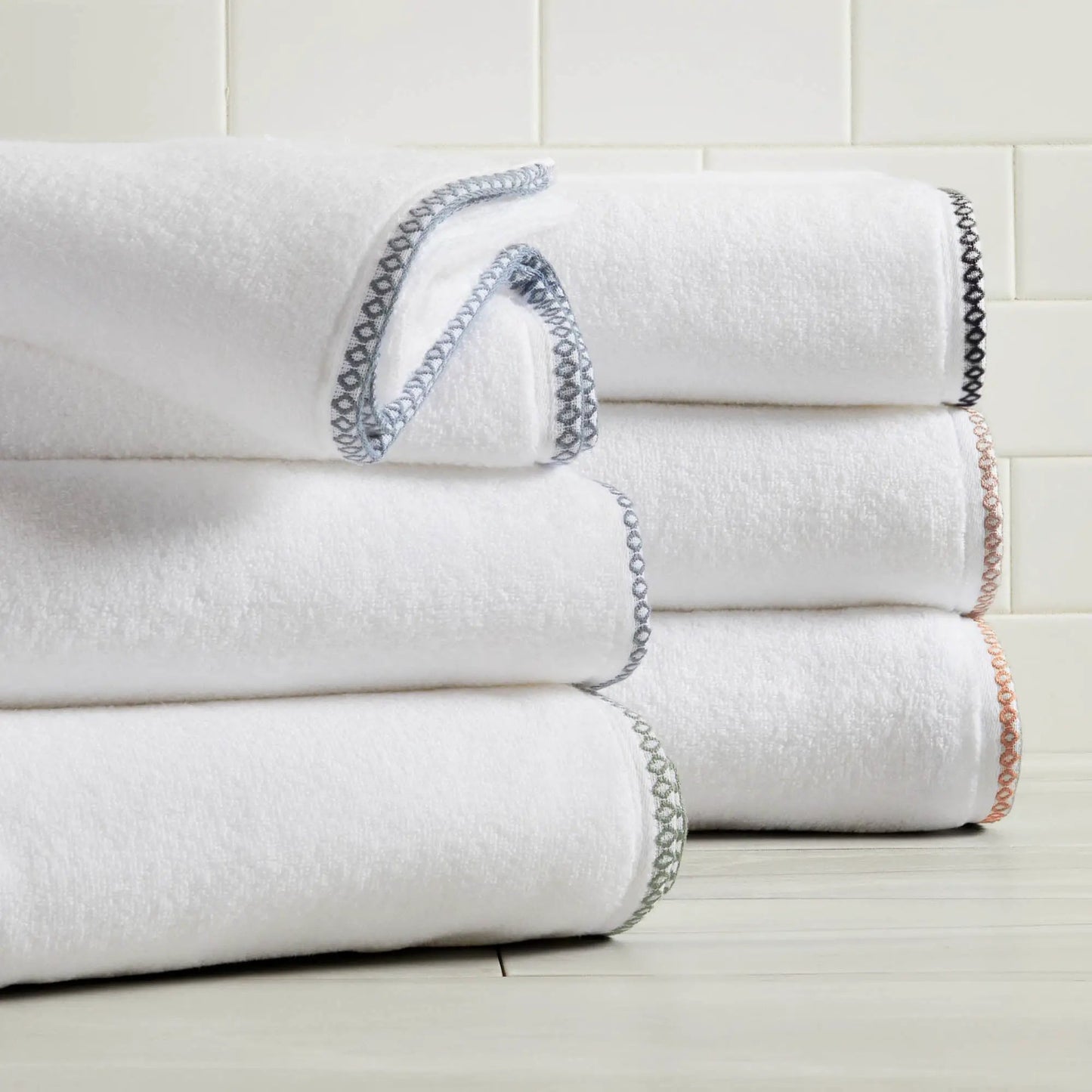 Cotton Border-Stitched 6-Piece Towel Set - Valery Collection from PriceLows™