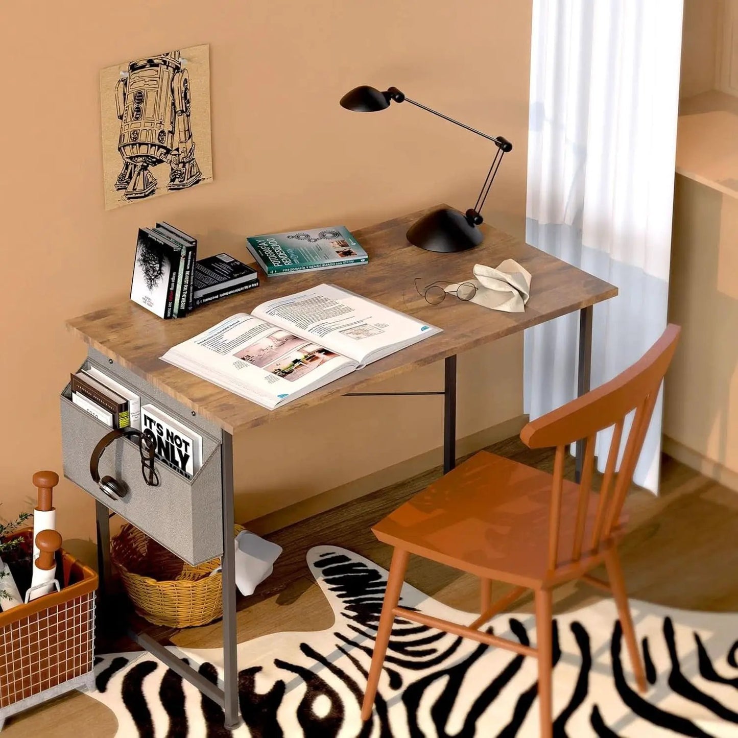 40 Inch Small Space Writing Desk With Headphone Hooks from PriceLows™