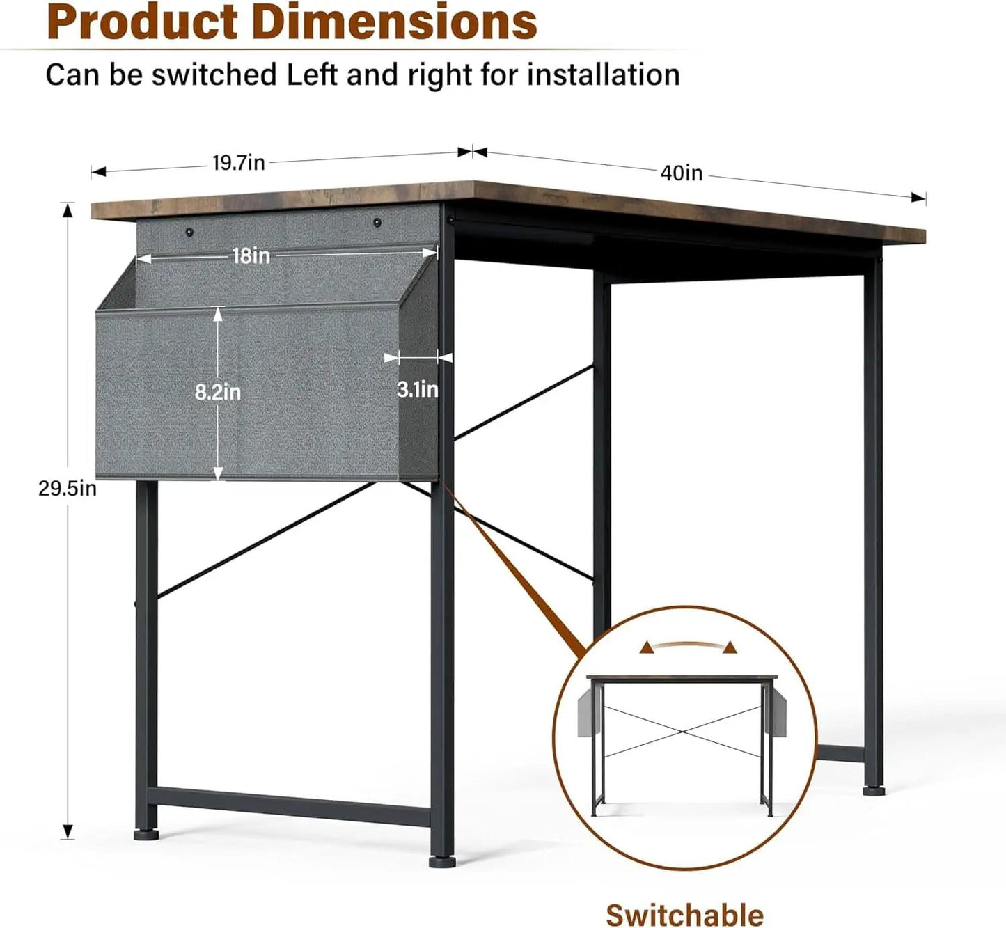 40 Inch Small Space Writing Desk With Headphone Hooks from PriceLows™