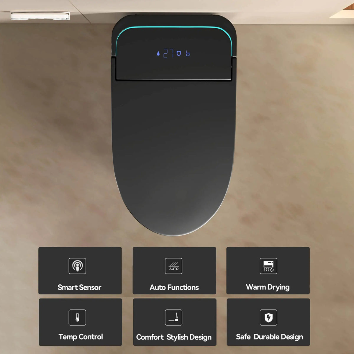 Smart One-Piece Bidet Toilet | Auto Open Close Seat | Warm Air Dryer | Foot Sensor Flush