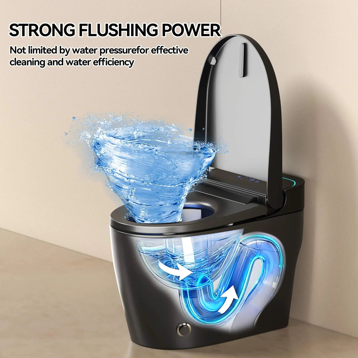 Smart One-Piece Bidet Toilet | Auto Open Close Seat | Warm Air Dryer | Foot Sensor Flush