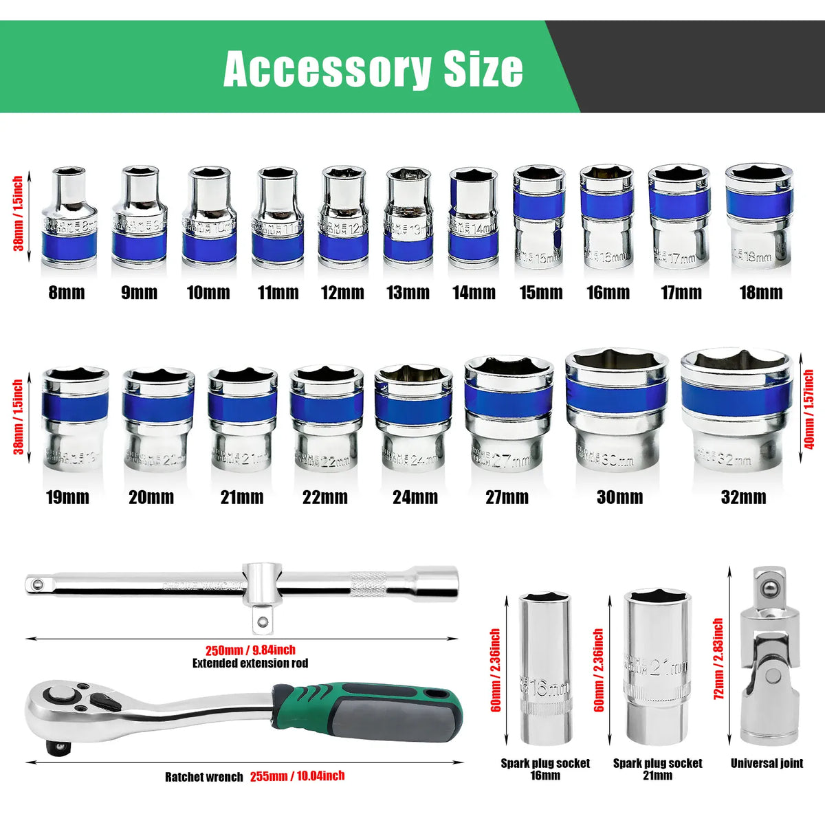 37pcs/set Socket Wrench Ratchet Set Repair Tools Chrome Vanadium Steel Wrench Multi-Varieties Efficient Ratchet Wide Application from PriceLows™