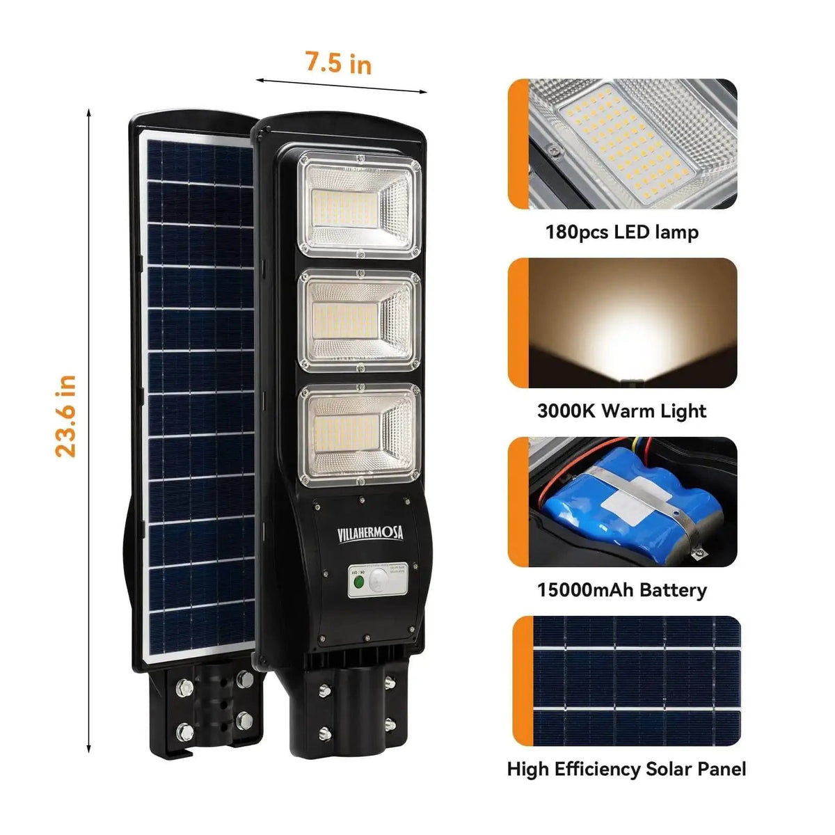 Solar Street Light | 120W LED | IP65 Rated | Warm White Variant