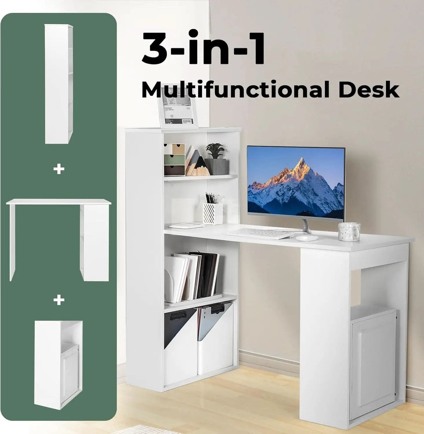 Space-Saving 48 Inch Computer Desk with Bookshelf from PriceLows™