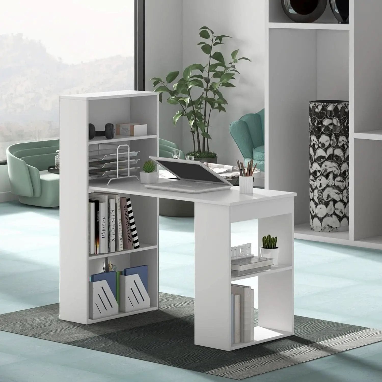 Space-Saving 48 Inch Computer Desk with Bookshelf from PriceLows™