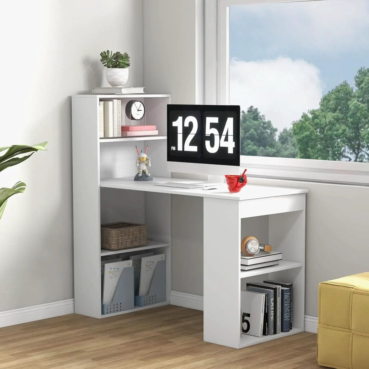 Space-Saving 48 Inch Computer Desk with Bookshelf from PriceLows™
