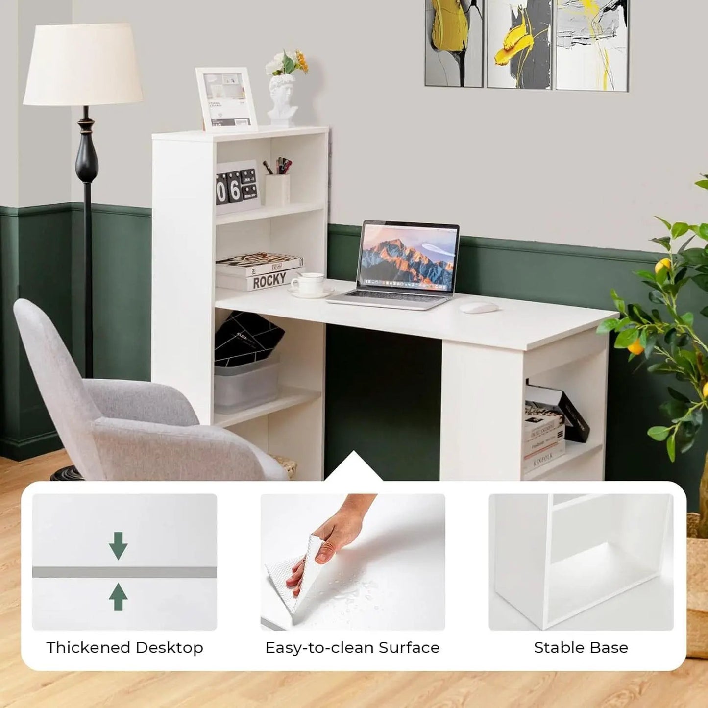 Space-Saving 48 Inch Computer Desk with Bookshelf from PriceLows™