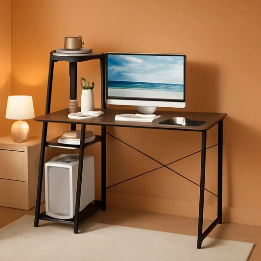 Computer Desk With Shelves | Space Saving For Small Spaces | Large Desk Surface | Compact Sizes