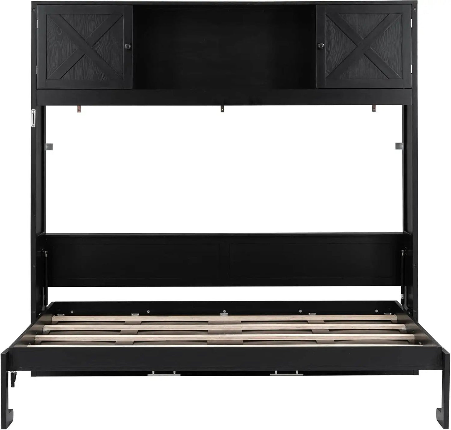 Full Size Murphy Cabinet Bed With Storage Shelf Black from PriceLows™