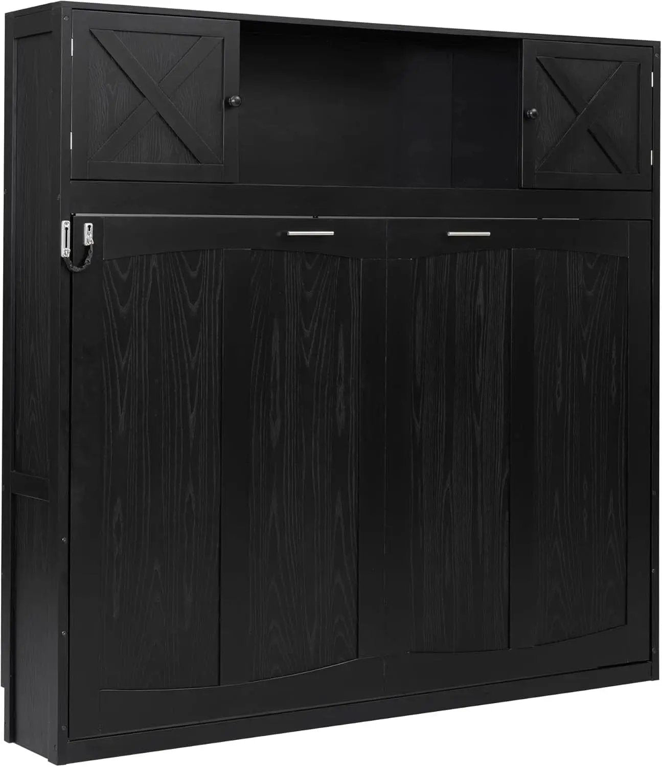 Full Size Murphy Cabinet Bed With Storage Shelf Black from PriceLows™