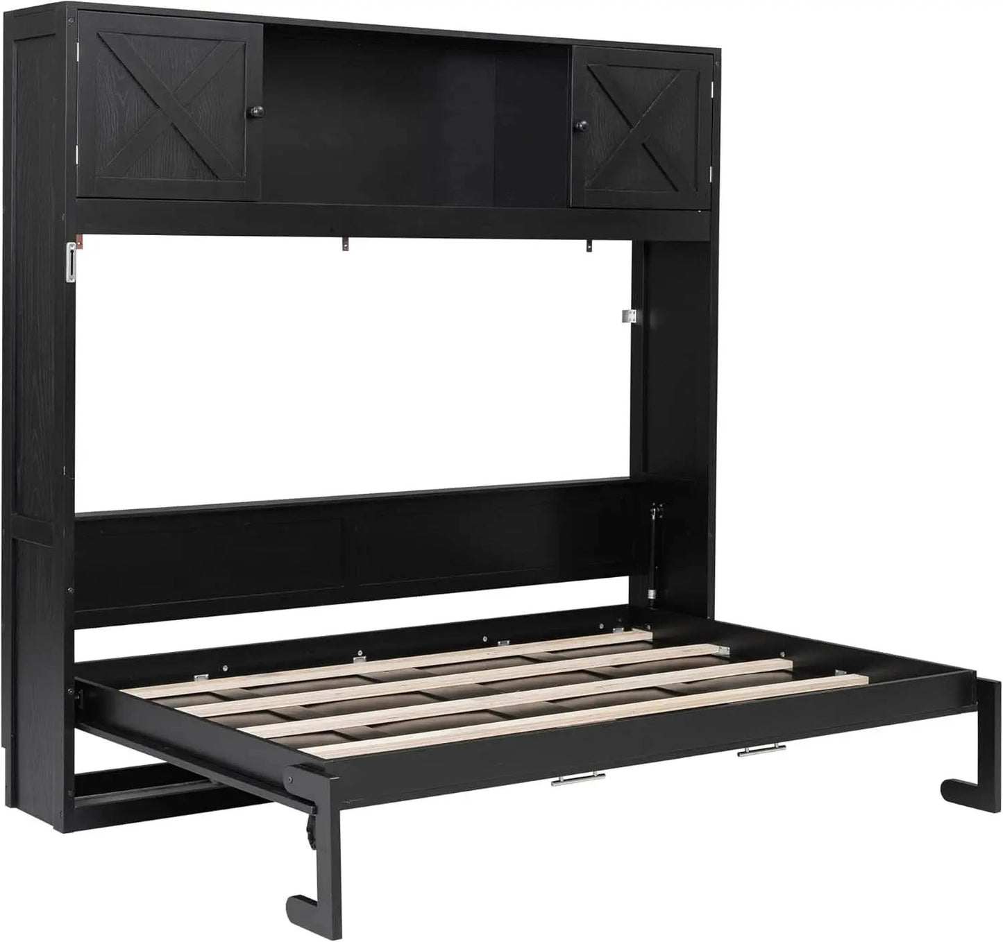 Full Size Murphy Cabinet Bed With Storage Shelf Black from PriceLows™