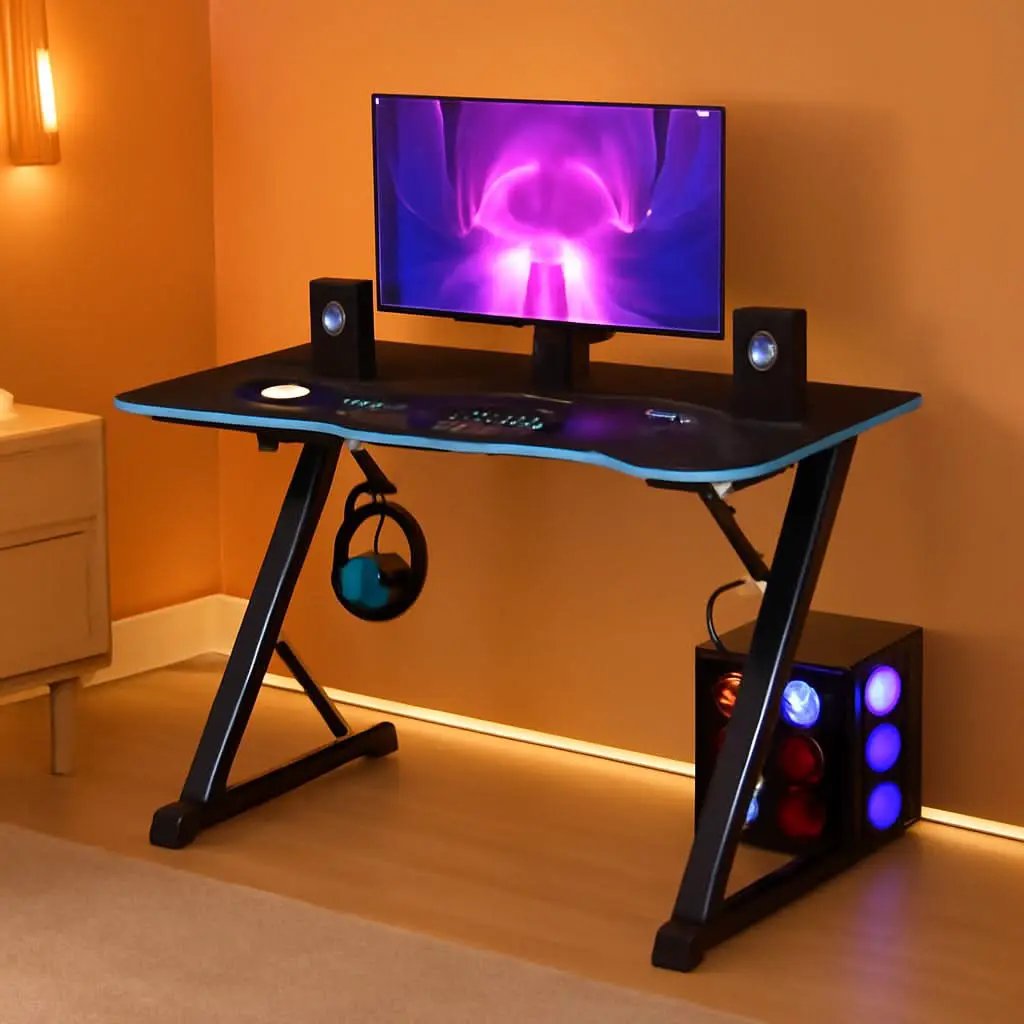 Spacious 39 Inch Ergonomic Gaming Desk With Headphone Hook from PriceLows™