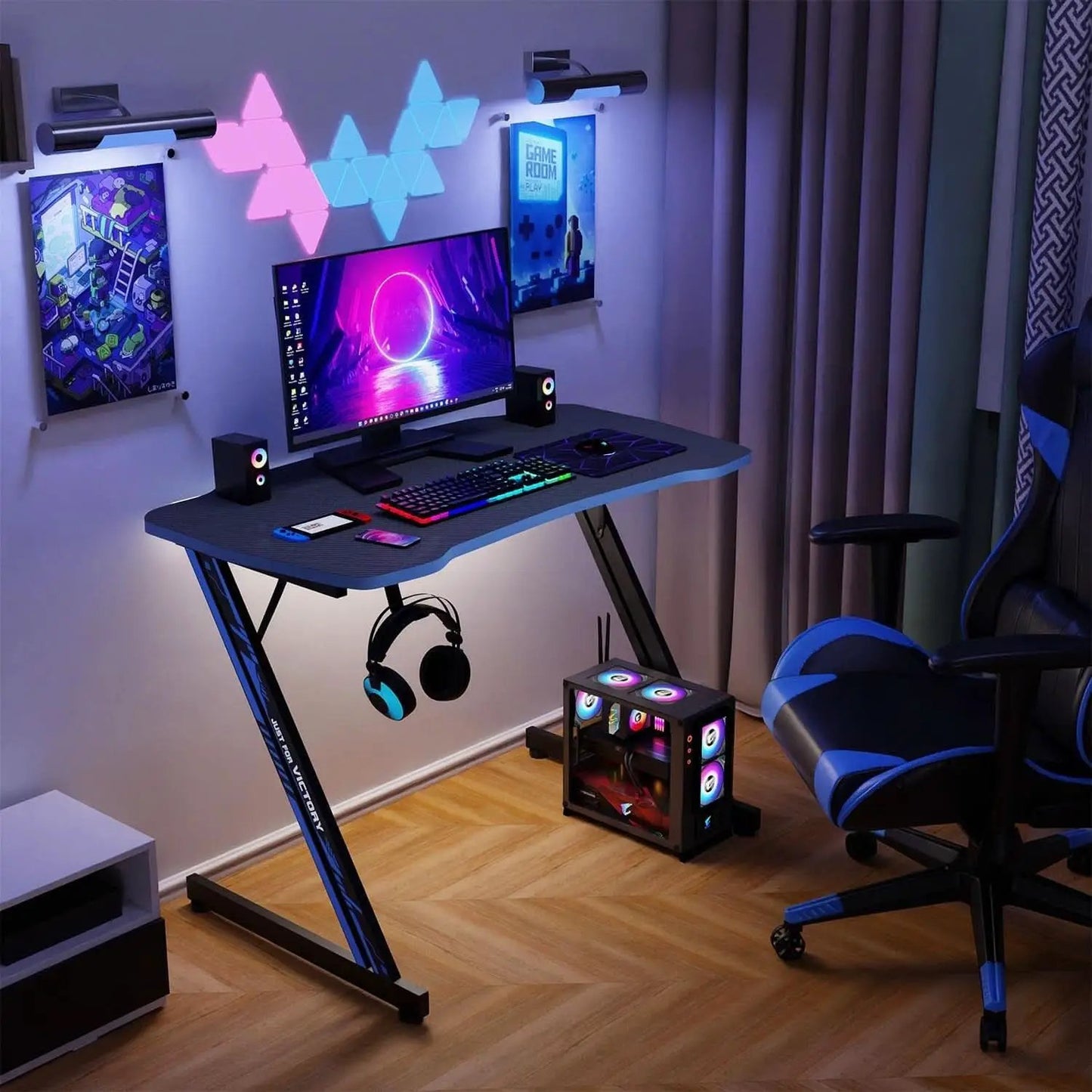 Spacious 39 Inch Ergonomic Gaming Desk With Headphone Hook from PriceLows™