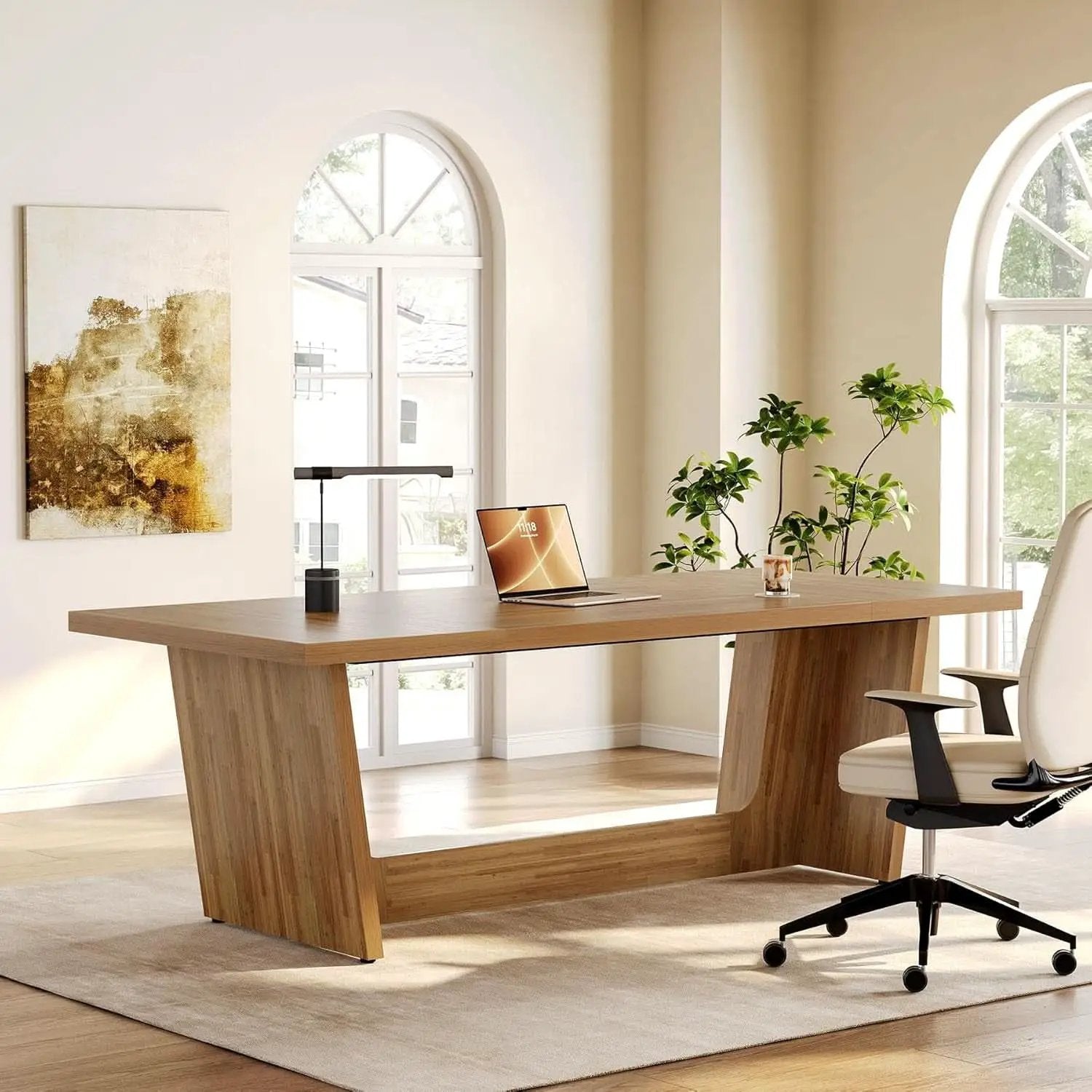 Spacious Wooden Executive Desk for Home Office Use from PriceLows™