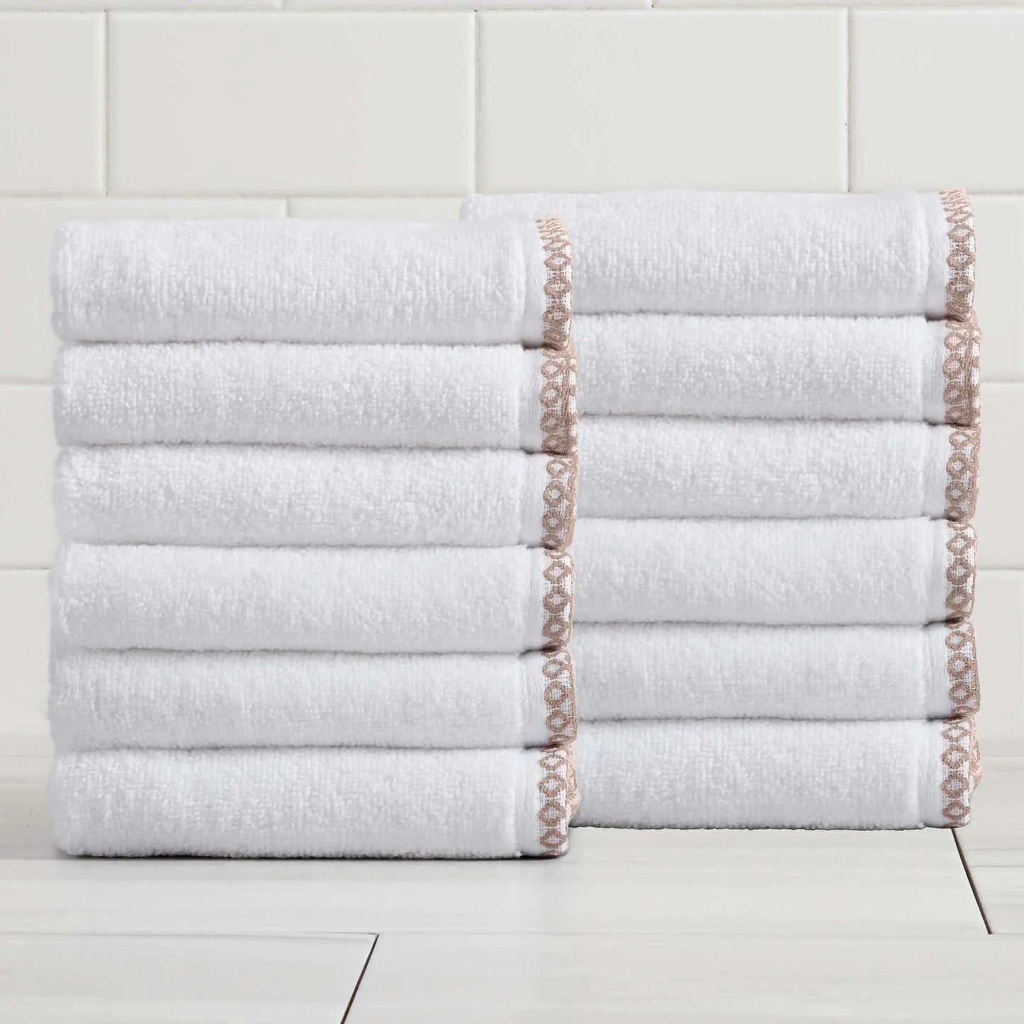 Cotton Border-Stitched 6-Piece Towel Set - Valery Collection from PriceLows™
