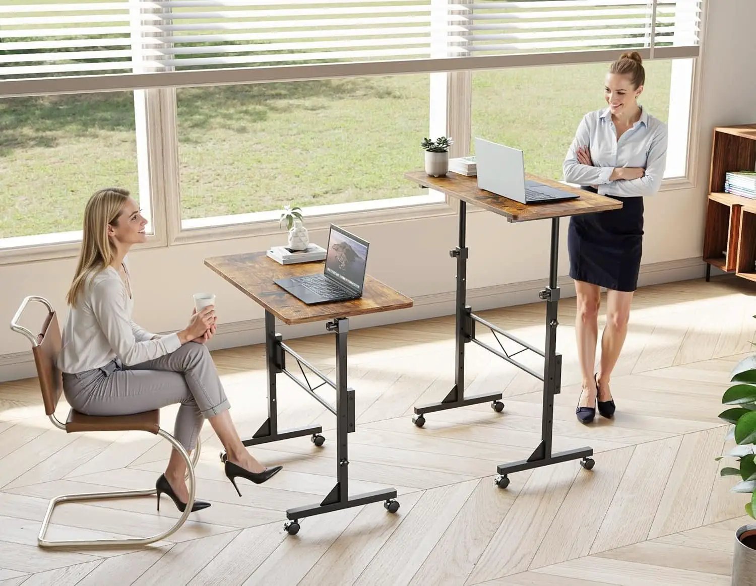 32 Inch Adjustable Standing Desk On Wheels For Home Office from PriceLows™