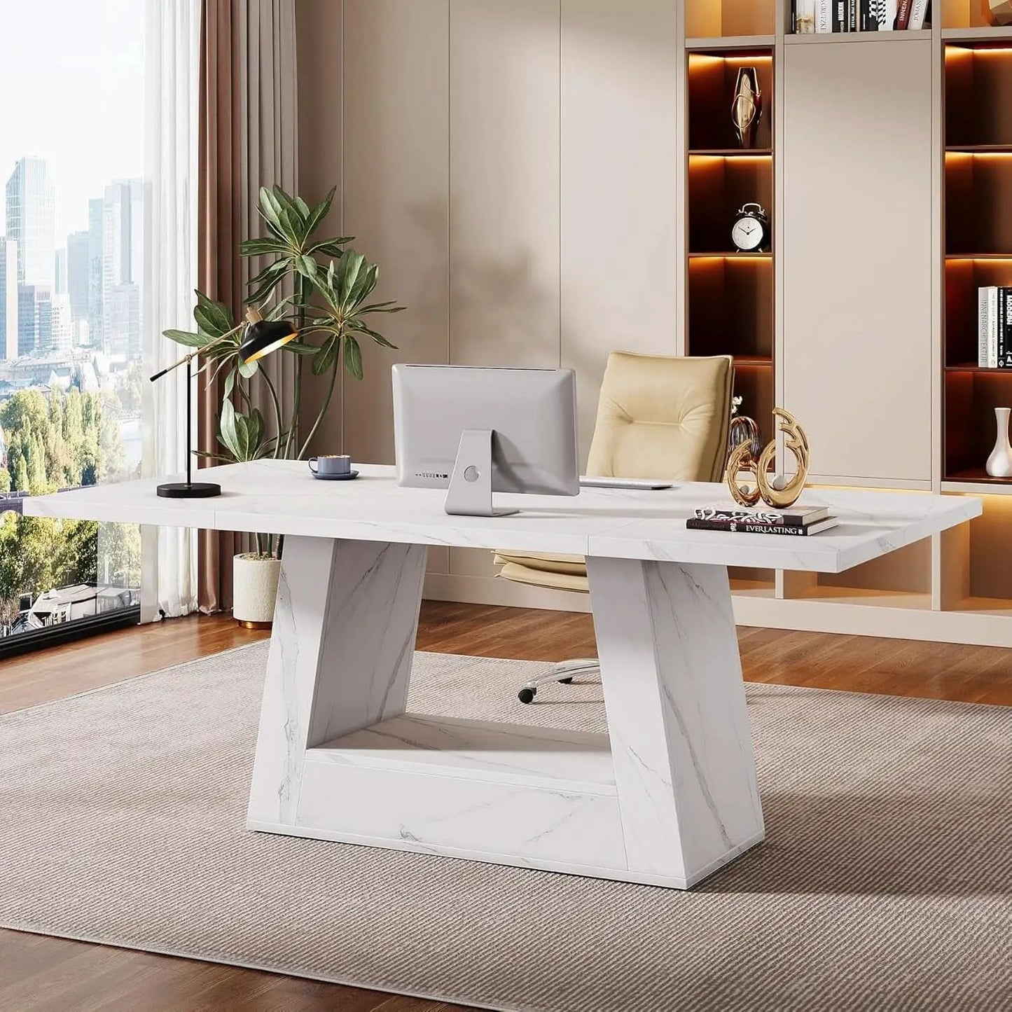 Stylish 63 Inch Large Computer Desk for Home Office from PriceLows™