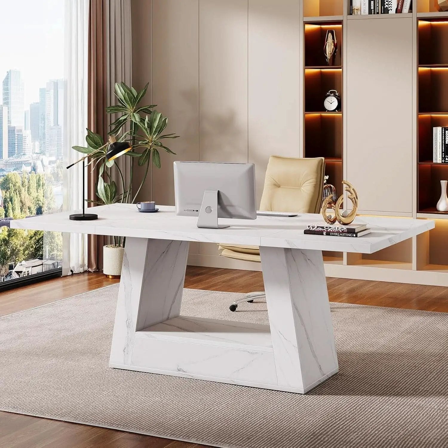 Stylish 63 Inch Large Computer Desk for Home Office from PriceLows™