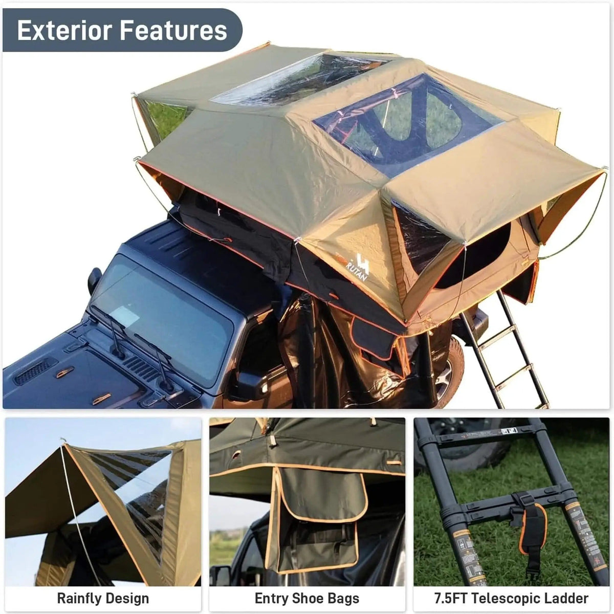 Naturnest Andromeda Green Soft Shell Rooftop Tent With Large Panoramic Skylight | Home Use | Everyday Use | Home