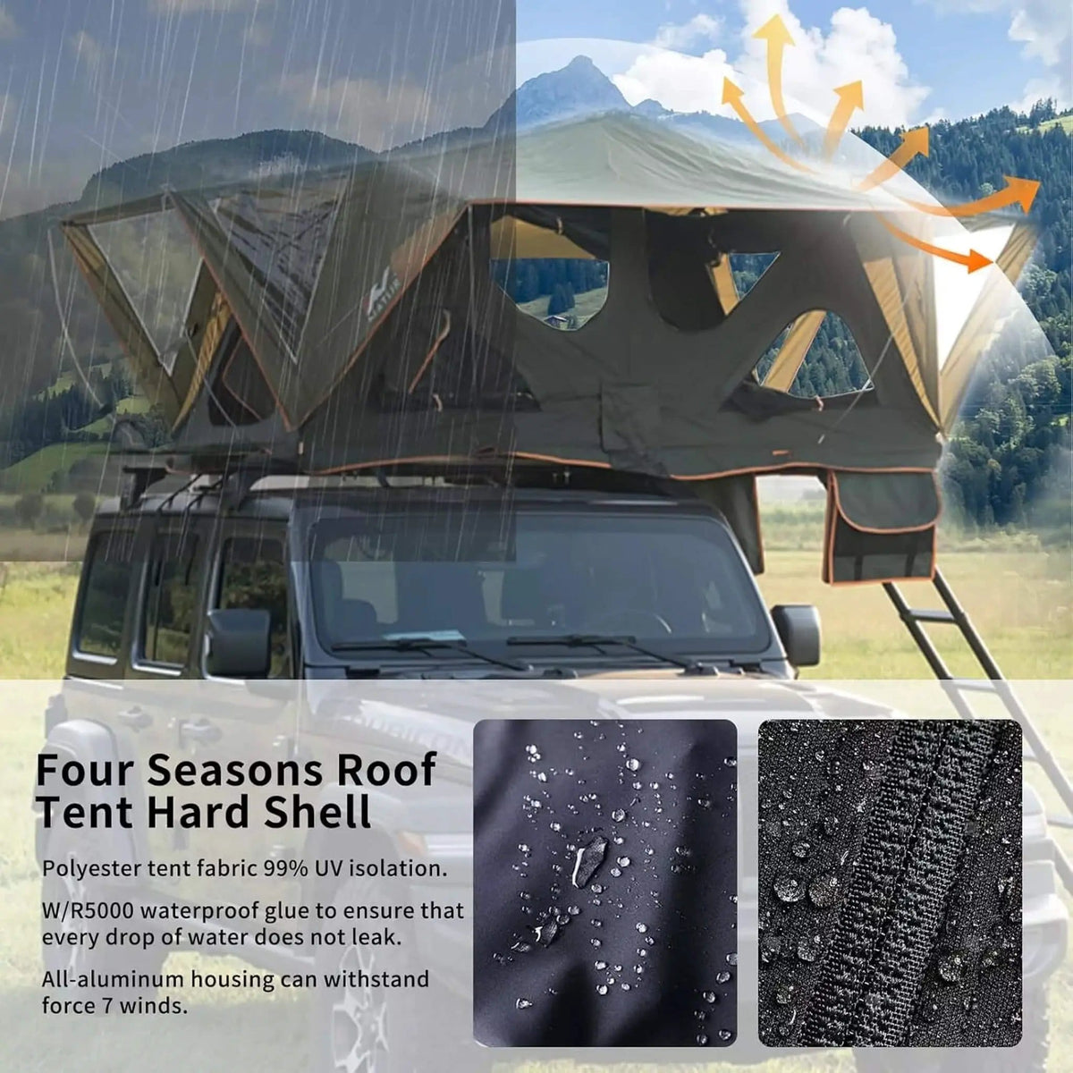 Naturnest Andromeda Green Soft Shell Rooftop Tent With Large Panoramic Skylight | Home Use | Everyday Use | Home