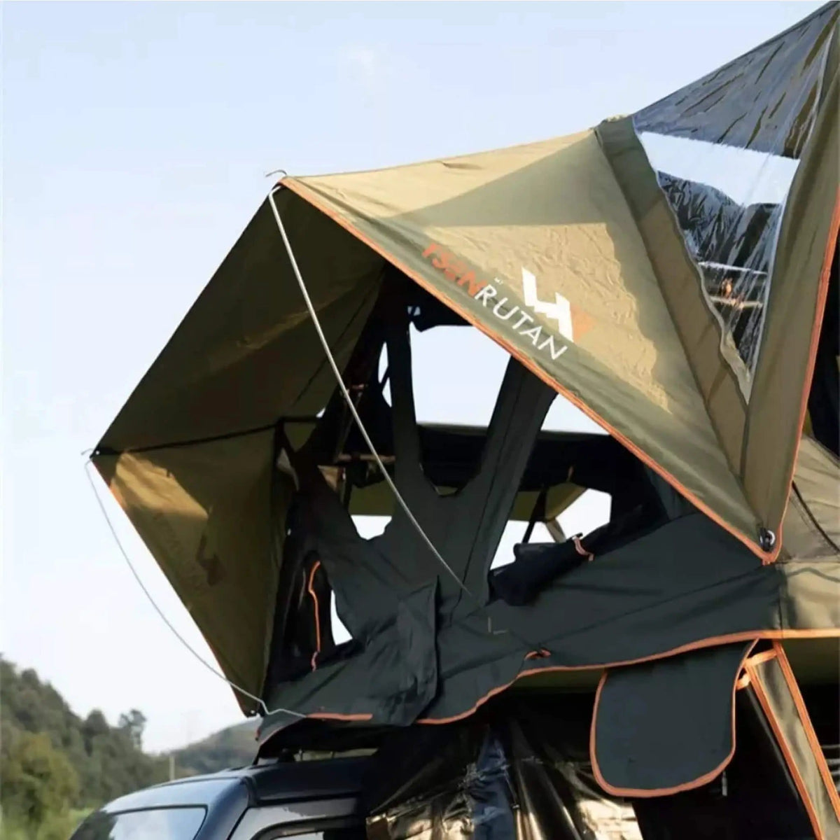 Naturnest Andromeda Green Soft Shell Rooftop Tent With Large Panoramic Skylight | Home Use | Everyday Use | Home
