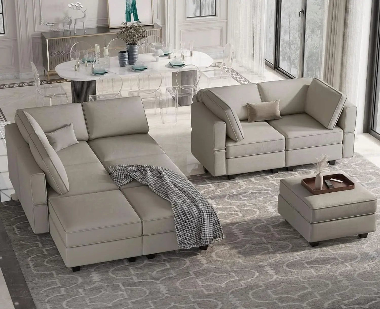 Stylish Modular Sectional Sofa with Reversible Chaise from PriceLows™