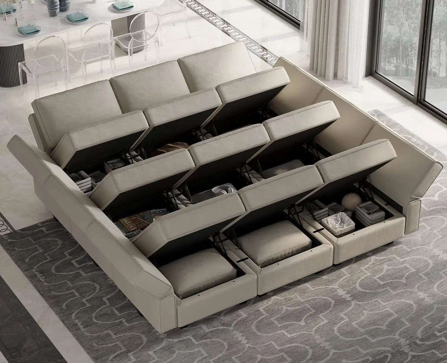 Stylish Modular Sectional Sofa with Reversible Chaise from PriceLows™