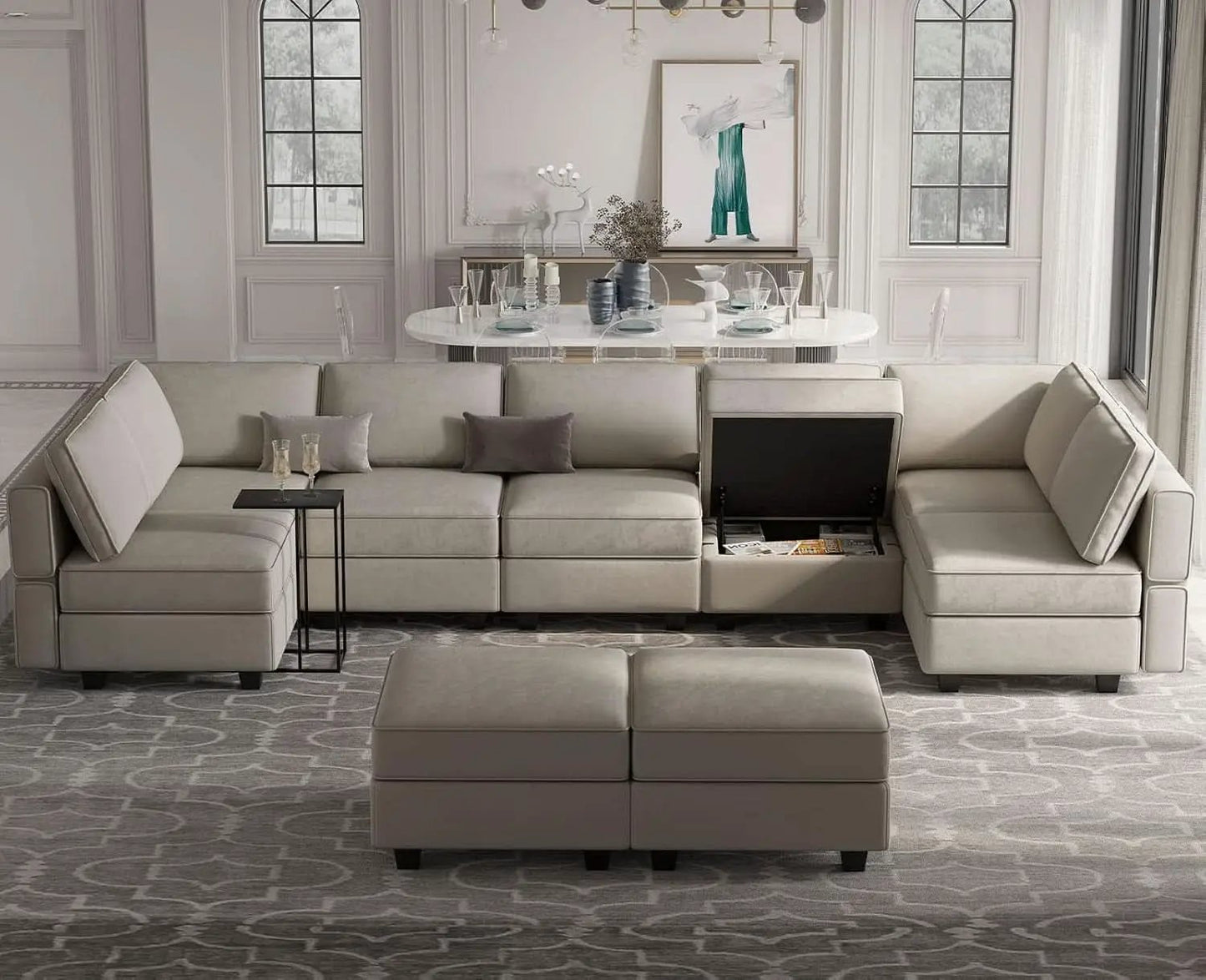 Stylish Modular Sectional Sofa with Reversible Chaise from PriceLows™