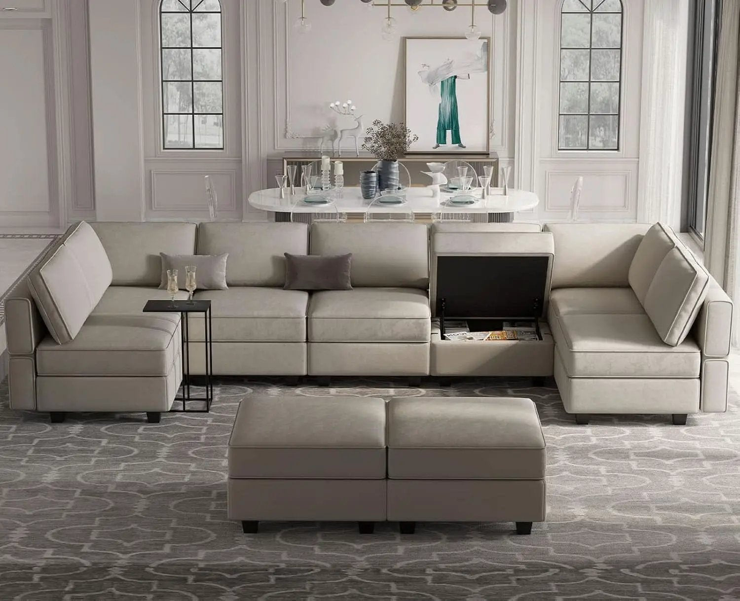 Stylish Modular Sectional Sofa with Reversible Chaise from PriceLows™