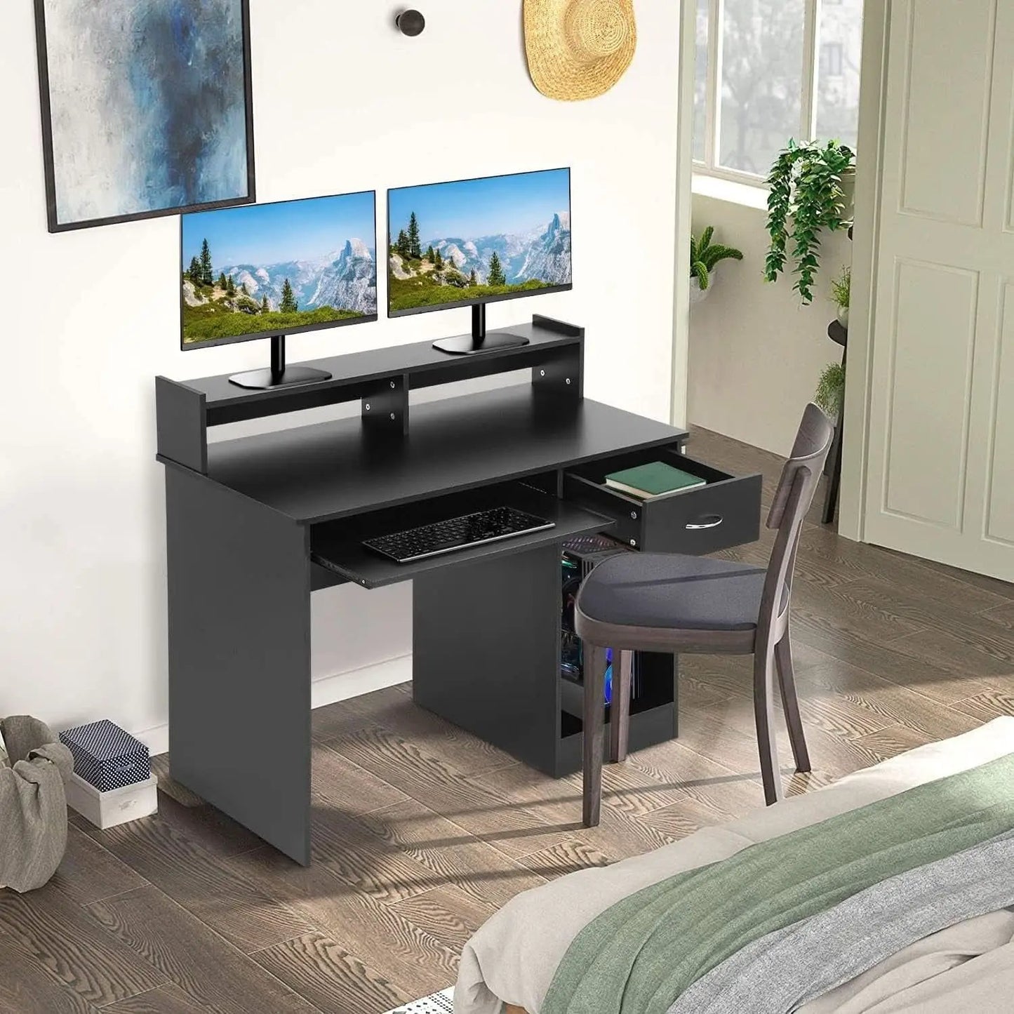 Stylish Office Desk with Drawers and Keyboard Tray from PriceLows™