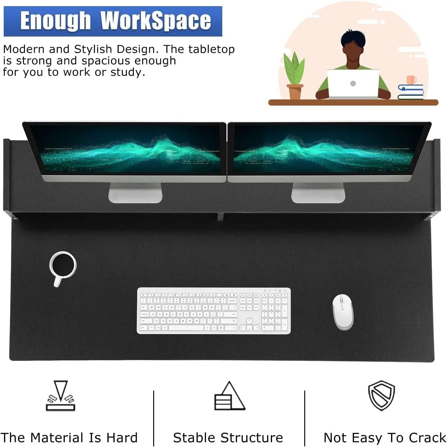 Stylish Office Desk with Drawers and Keyboard Tray from PriceLows™
