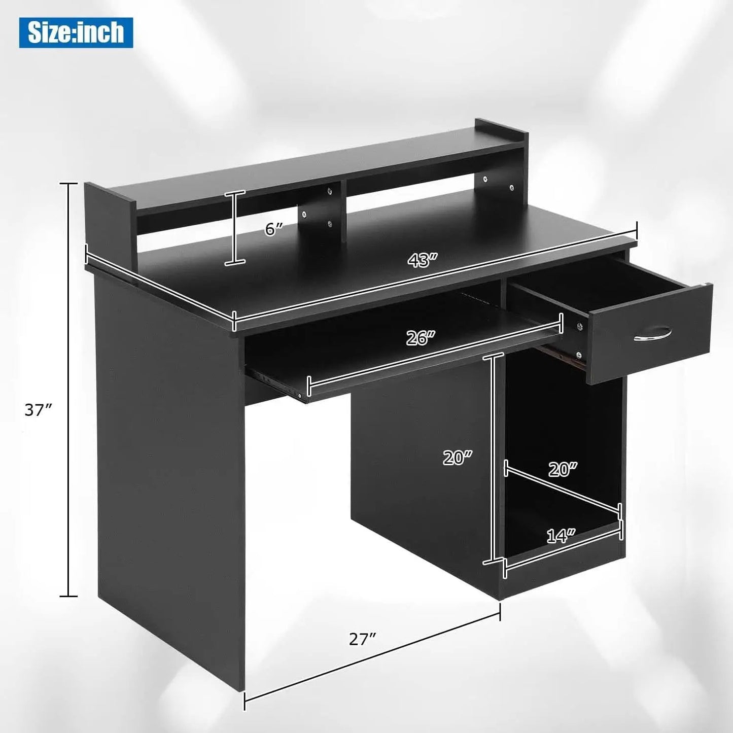 Stylish Office Desk with Drawers and Keyboard Tray from PriceLows™
