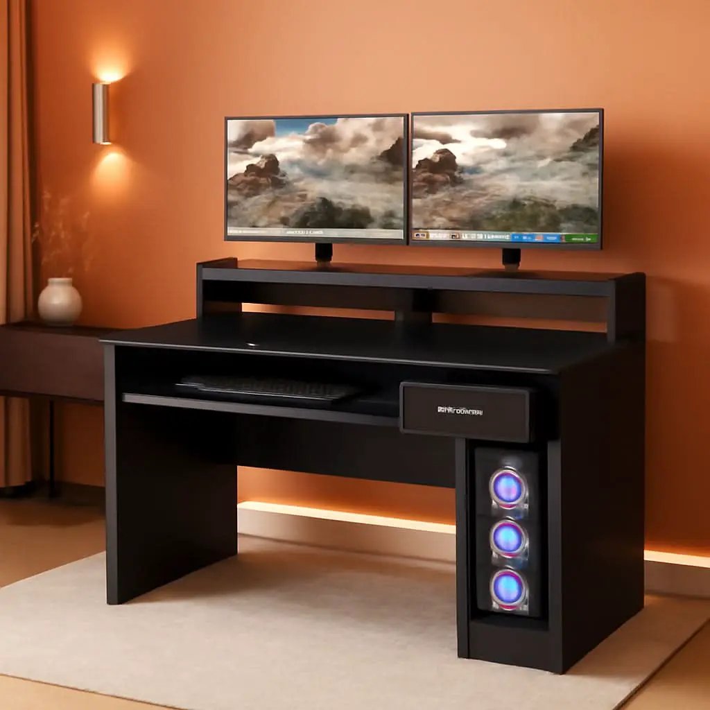 Stylish Office Desk with Drawers and Keyboard Tray from PriceLows™