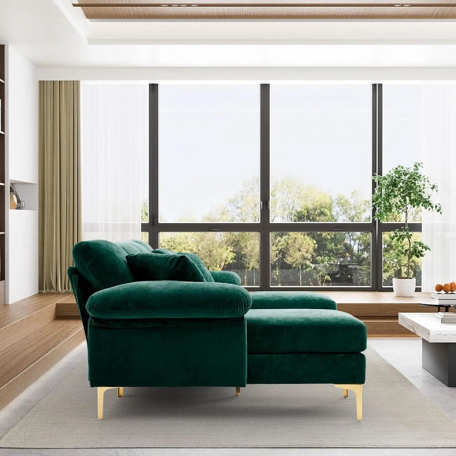 Stylish U Shaped Sectional Sofa Couch with Ottoman from PriceLows™