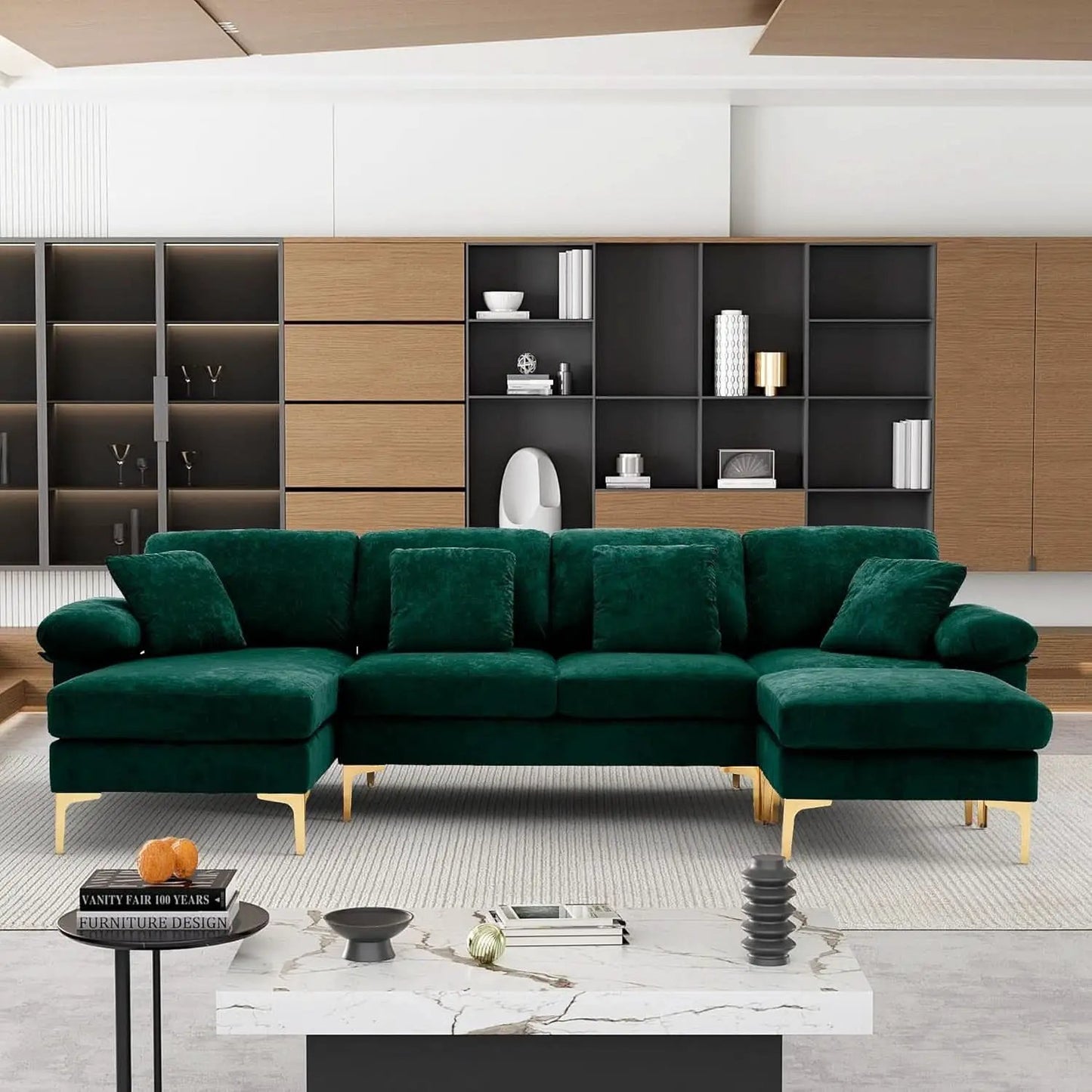 Stylish U Shaped Sectional Sofa Couch with Ottoman from PriceLows™