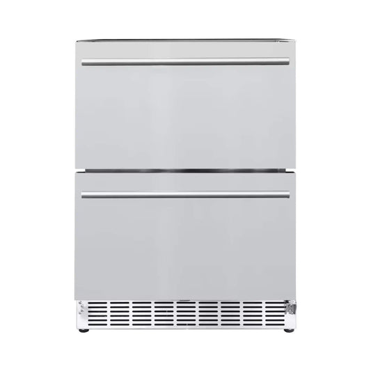 Summerset 24-Inch Outdoor Rated Double Drawer Refrigerator | 24 Inch | Stainless Steel | Wine Fridge