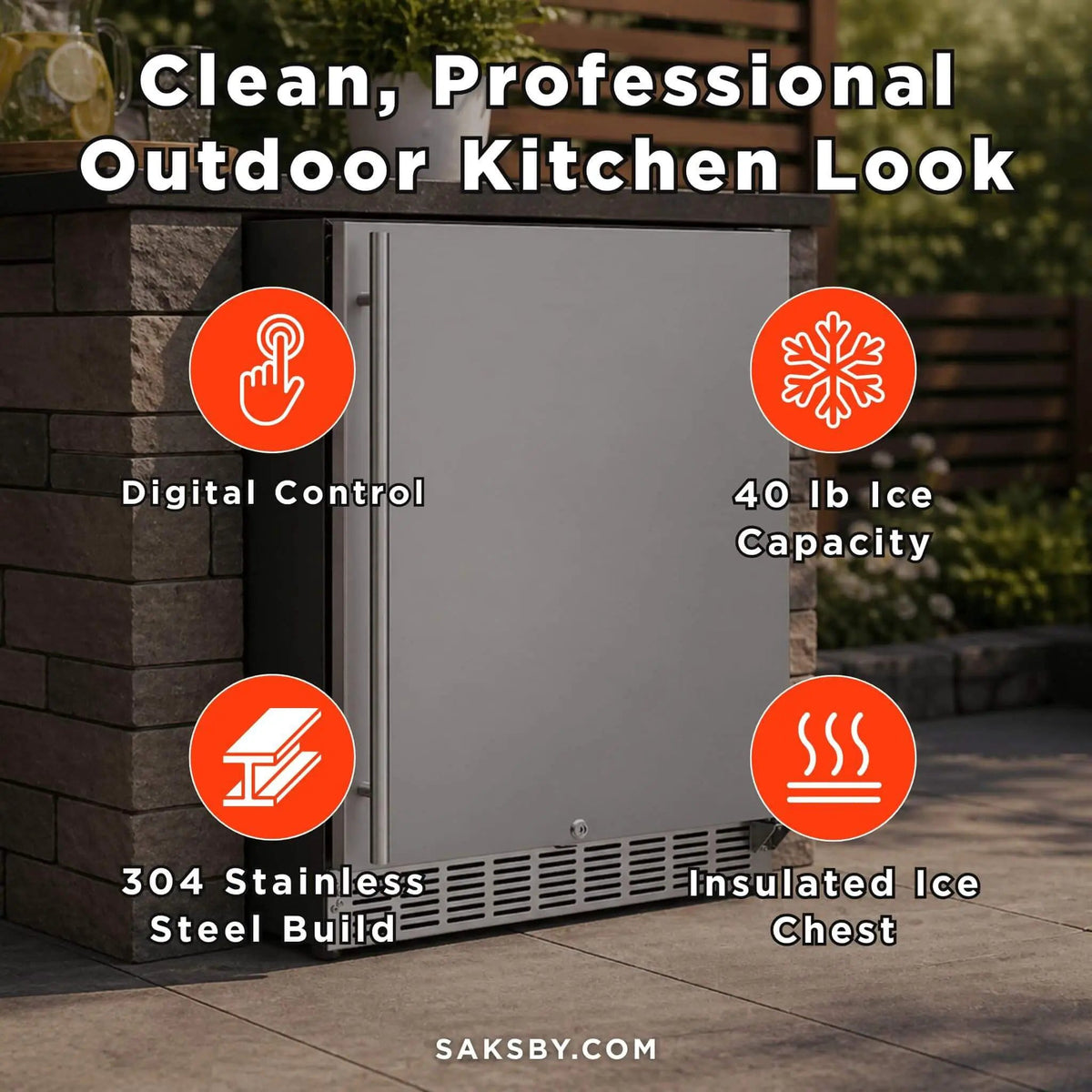 Summerset 24-Inch Outdoor Rated Refrigerator With Anti Vibration System | 24 Inch | Outdoor Living Use | Outdoor Living