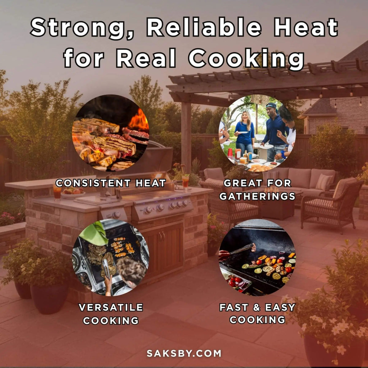 Built-In Gas Grill | Summerset Sizzler Pro | Up To 5 Cast Stainless Steel Burners | 443 Stainless Construction
