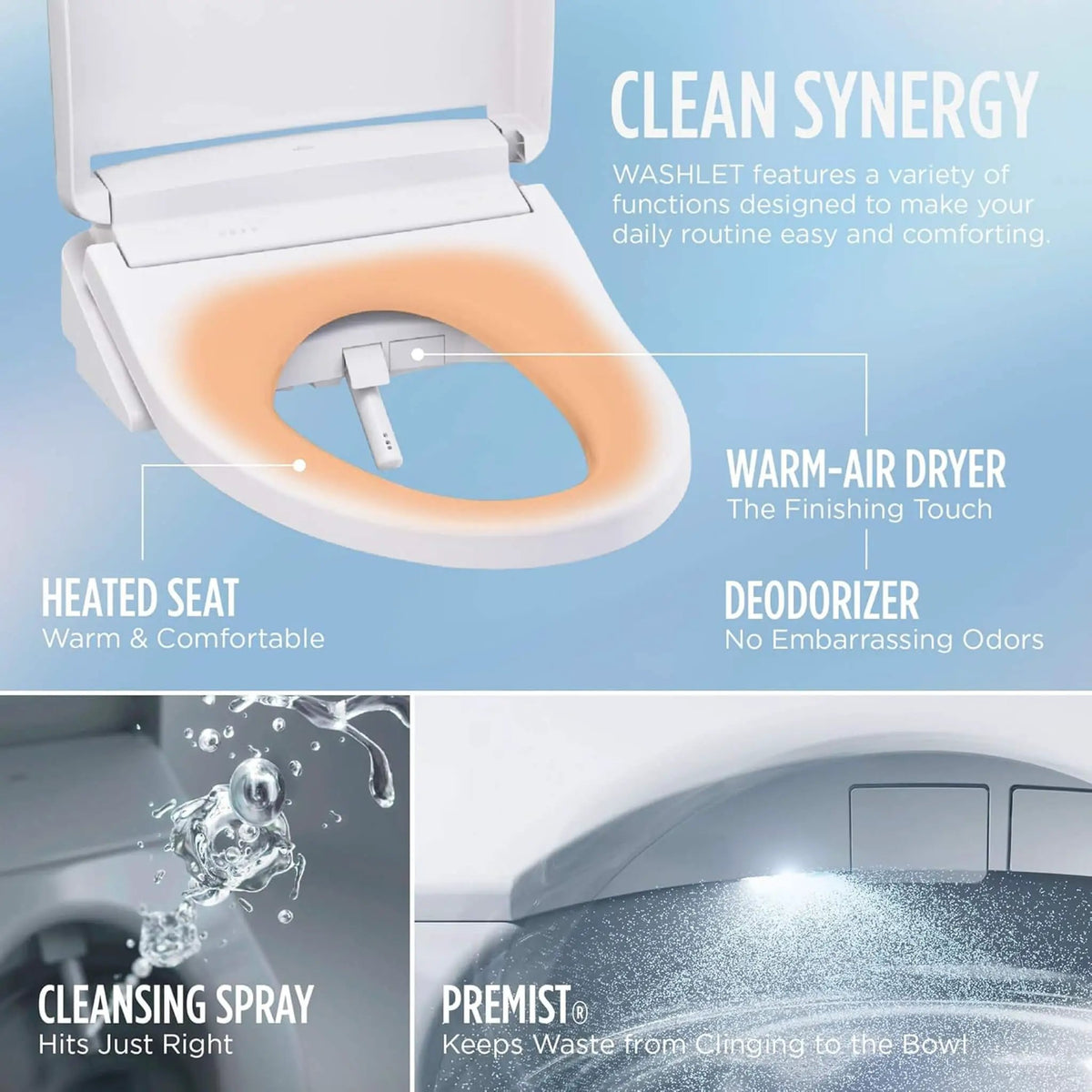 TOTO WASHLET S2 Bidet Seat | Heated Seat | Side Arm Control | Built-In Air Deodorizer