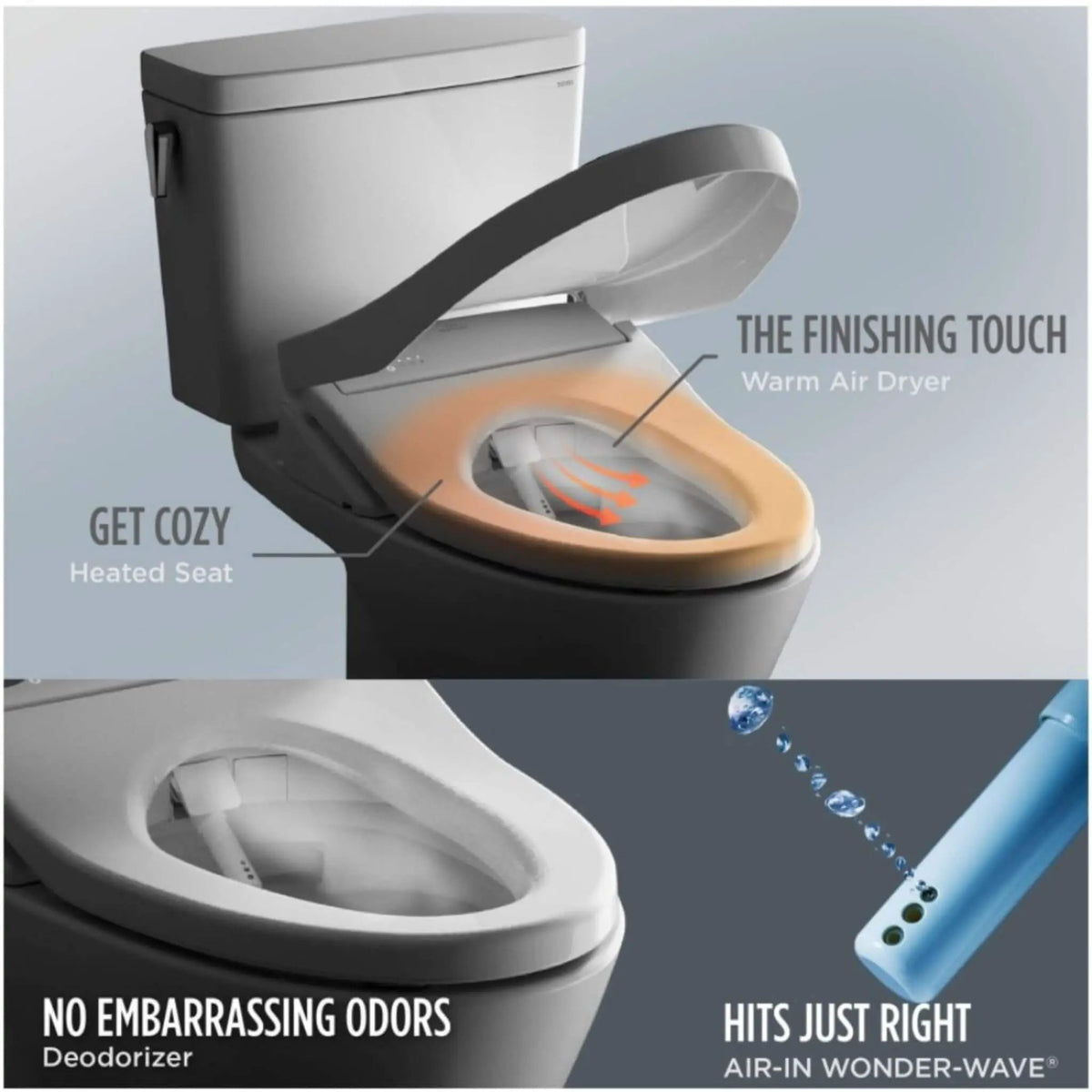 TOTO S7 WASHLET Elongated Bidet Seat | EWater Warm Water | Automatic Air Deodorizer | Classic Or Contemporary Lid