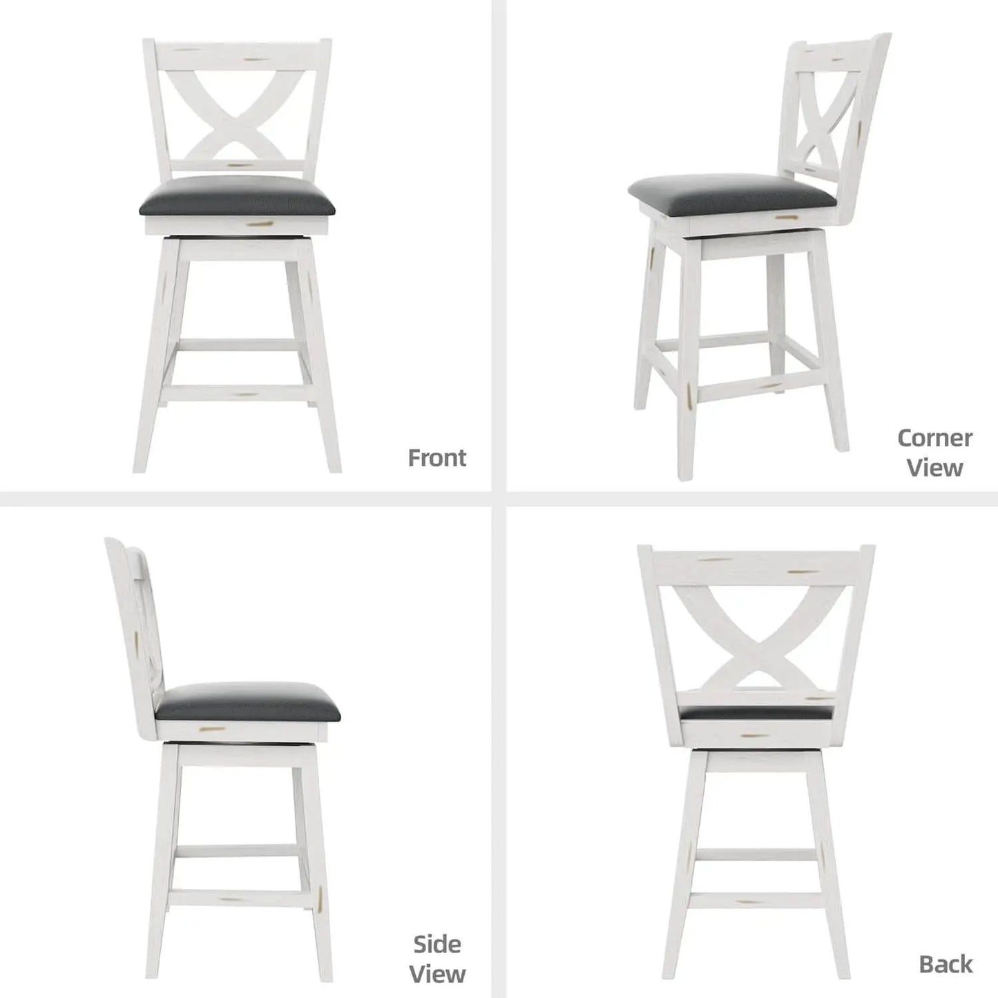 Antique White 24 Inch Swivel Bar Stools Set Of Two from PriceLows™
