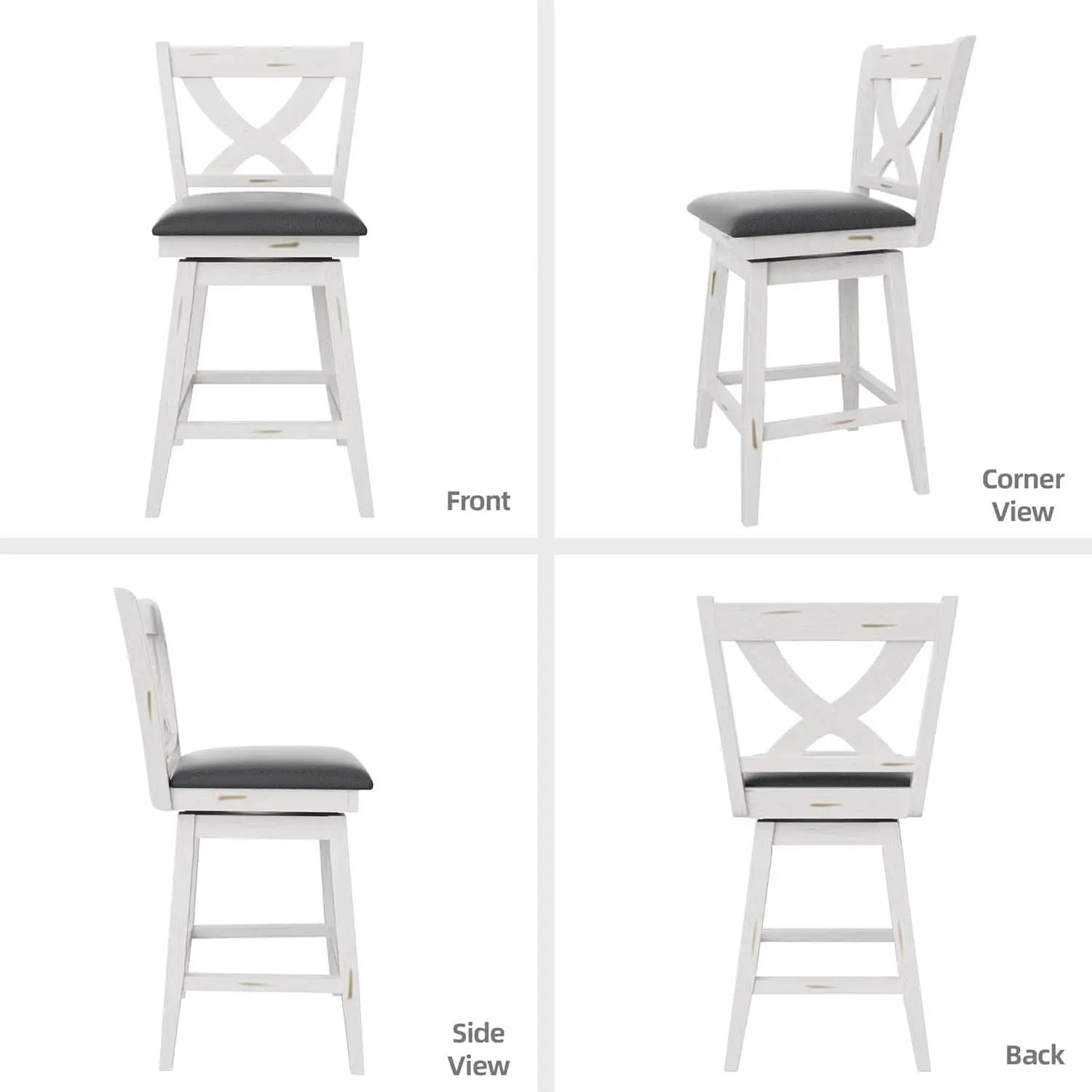 Antique White 24 Inch Swivel Bar Stools Set Of Two from PriceLows™