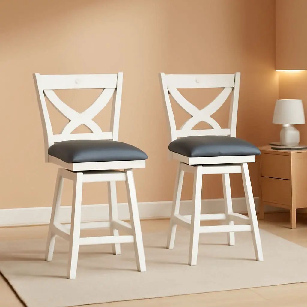 Antique White 24 Inch Swivel Bar Stools Set Of Two from PriceLows™